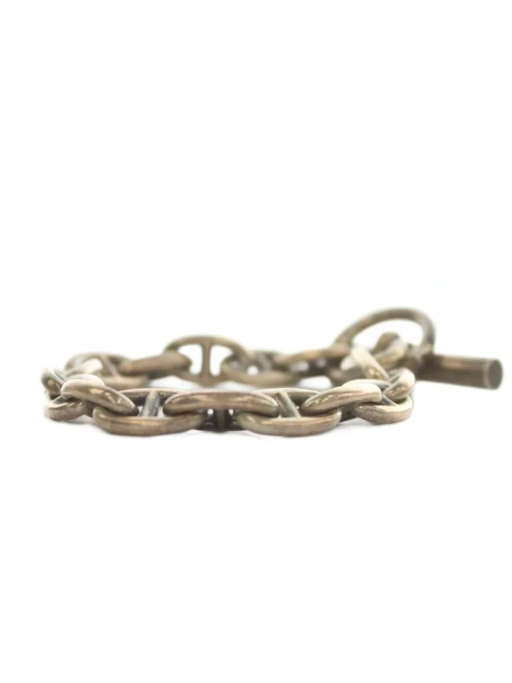 Hermes Vintage Chaine D'ancre MM 16 Links Cursive Stamp Bracelet Chain Silver
